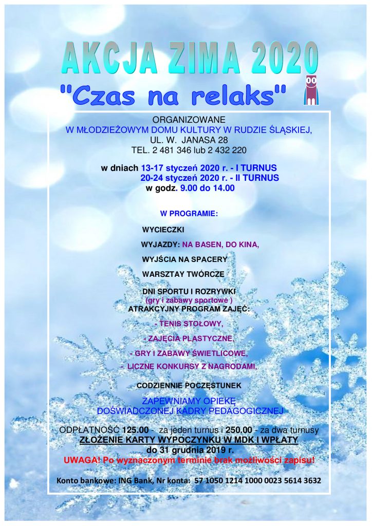 Półkolonie zimowe w MDK