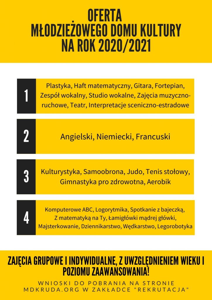 Oferta zajęć na rok szkolny 2020/2021